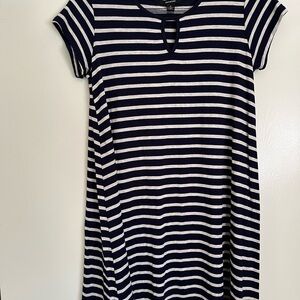 Espresso Navy and White Striped Mini Dress